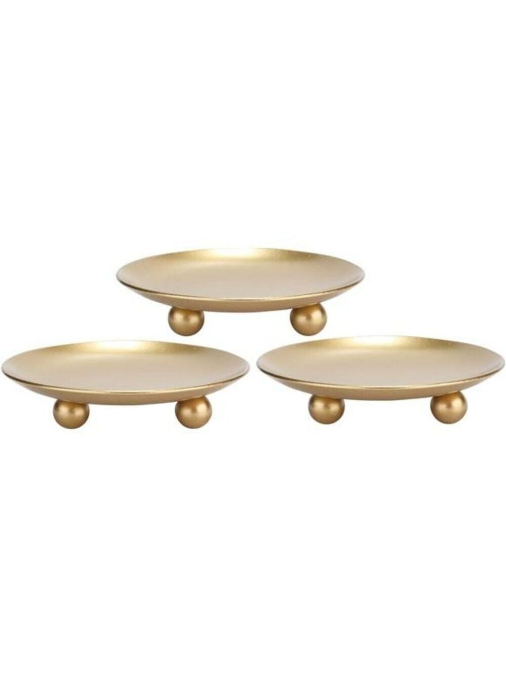 Gold Iron Pillar Candle Holders Set of 3 Decorative Candle Stands for Home Decor